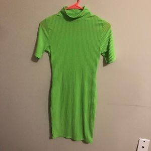 Neon lime green turtleneck bodycon dress size 6